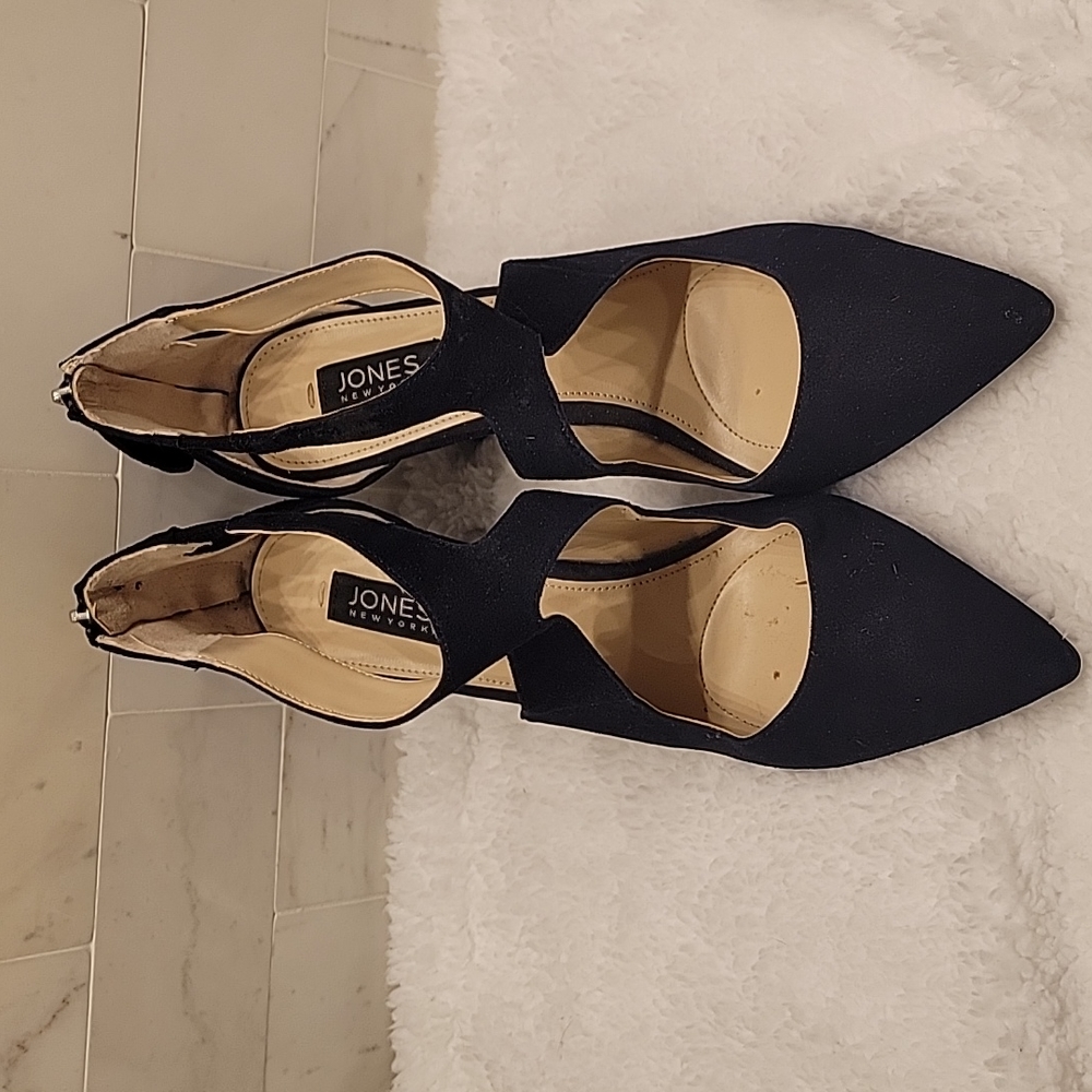 Jones NY blue suede strappy heels size 9.5